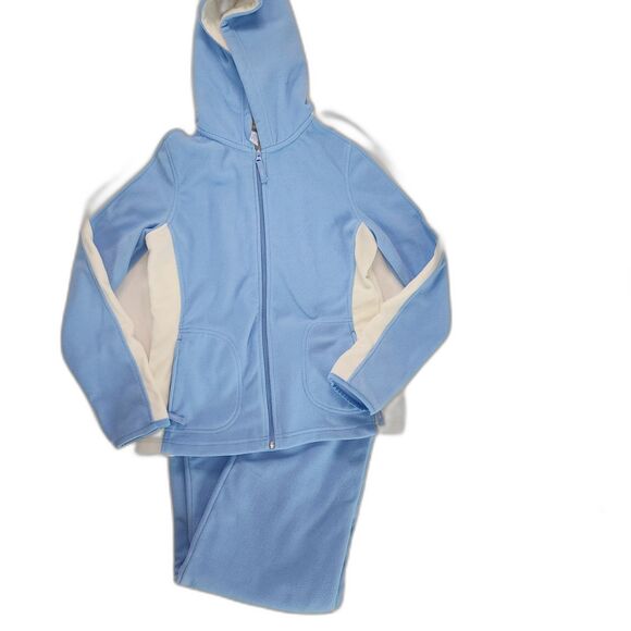 Vintage Lady Foot Locker Blue & Cream Fleece Tracksuit Size M - Picture 1 of 7